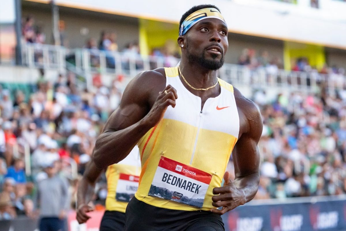Kenny Bednarek wins the men’s 100-meter dash during day two of the USATF Outdoor & Para National Championships at Hayward Field in Eugene on Aug. 1, 2025.