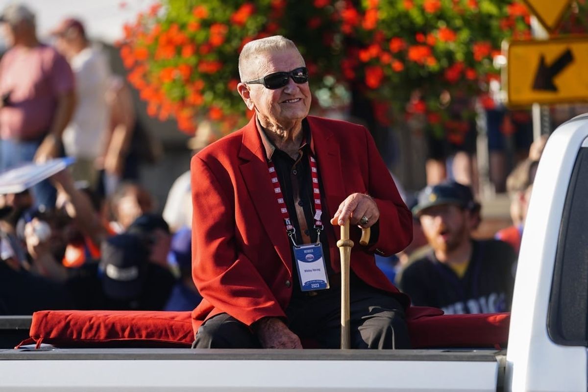 Jul 22, 2023; Cooperstown, NY, USA; Hall of Famer Whitey Herzog during the Parade of Legends.