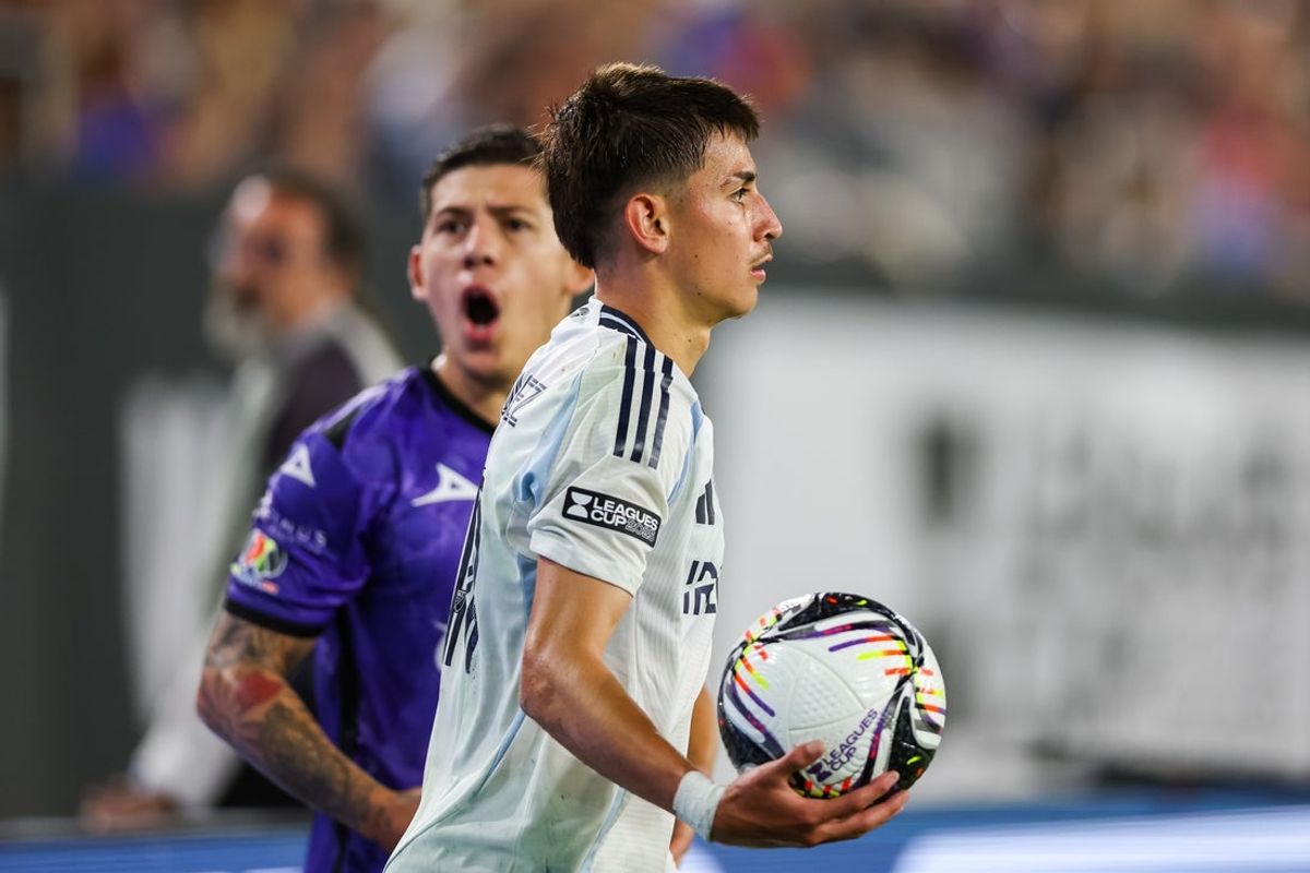 Aug 5, 2025; San Diego, CA, USA; San Diego FC midfielder David Vazquez (19) prepares for a throw in during the second half against Mazatlan FC at Snapdragon Stadium. Mandatory Credit: Chadd Cady-Imagn Images