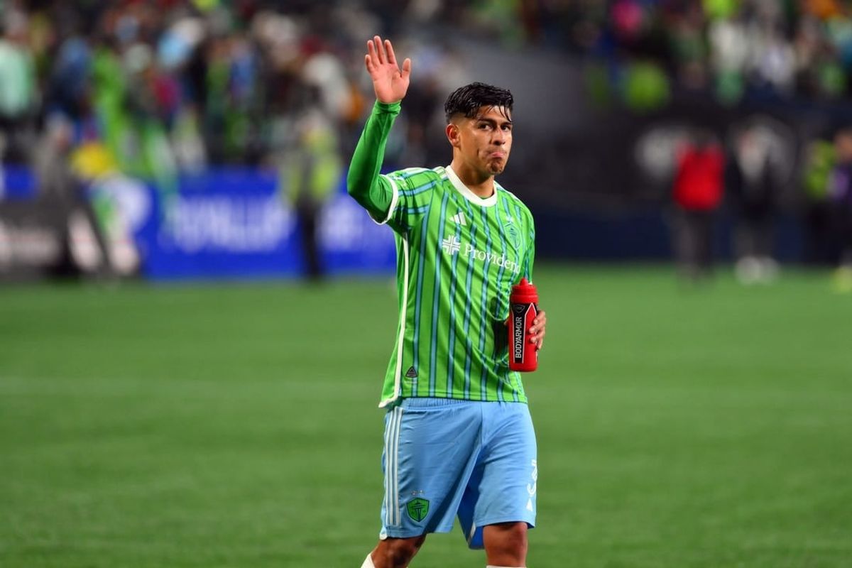 Apr 6, 2024; Seattle, Washington, USA; Seattle Sounders FC defender Xavier Arreaga (3) celebrates after defeating CF Montreal at Lumen Field.