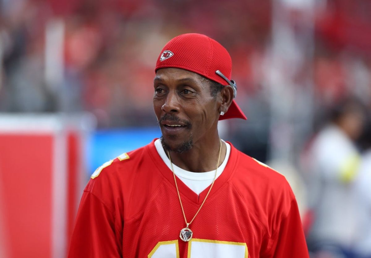 Aug 9, 2025; Glendale, Arizona, USA; Patrick Lavon Mahomes, father of Kansas City Chiefs quarterback Patrick Mahomes (not pictured) during a preseason NFL game at State Farm Stadium. Mandatory Credit: Mark J. Rebilas-Imagn Images