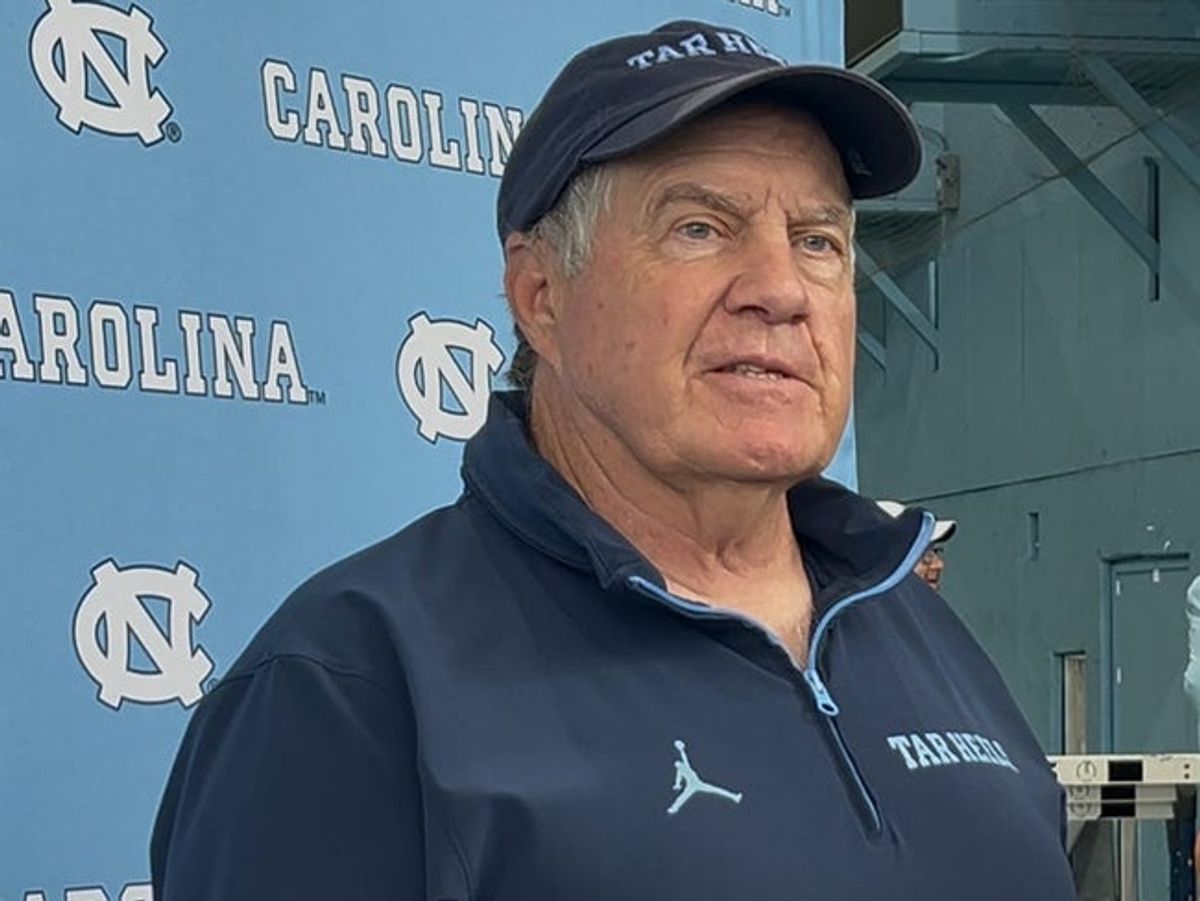 UNC football coach Bill Belichick during a press conference on Aug. 13, 2025, inside the Bill Koman Practice Complex.