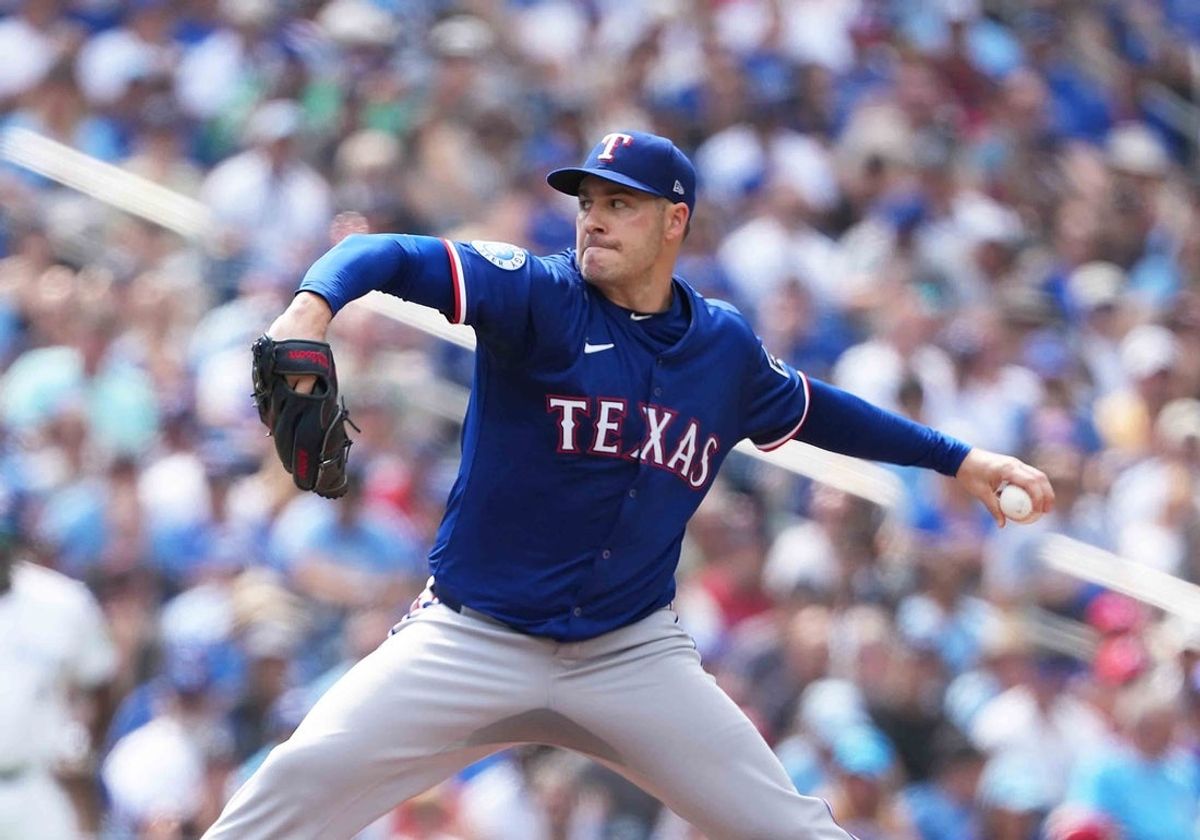 Aug 16, 2025; Toronto, Ontario, CAN; Texas Rangers starting pitcher Patrick Corbin (46) throws a pitch against the Toronto Blue Jays  during the the first inning at Rogers Centre. Credit: Nick Turchiaro-Imagn Images