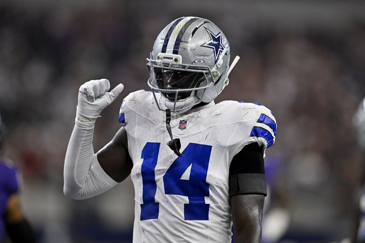 Aug 16, 2025; Arlington, Texas, USA; Dallas Cowboys safety Markquese Bell (14) during the game between the Dallas Cowboys and the Baltimore Ravens at AT&T Stadium. Mandatory Credit: Jerome Miron-Imagn Images