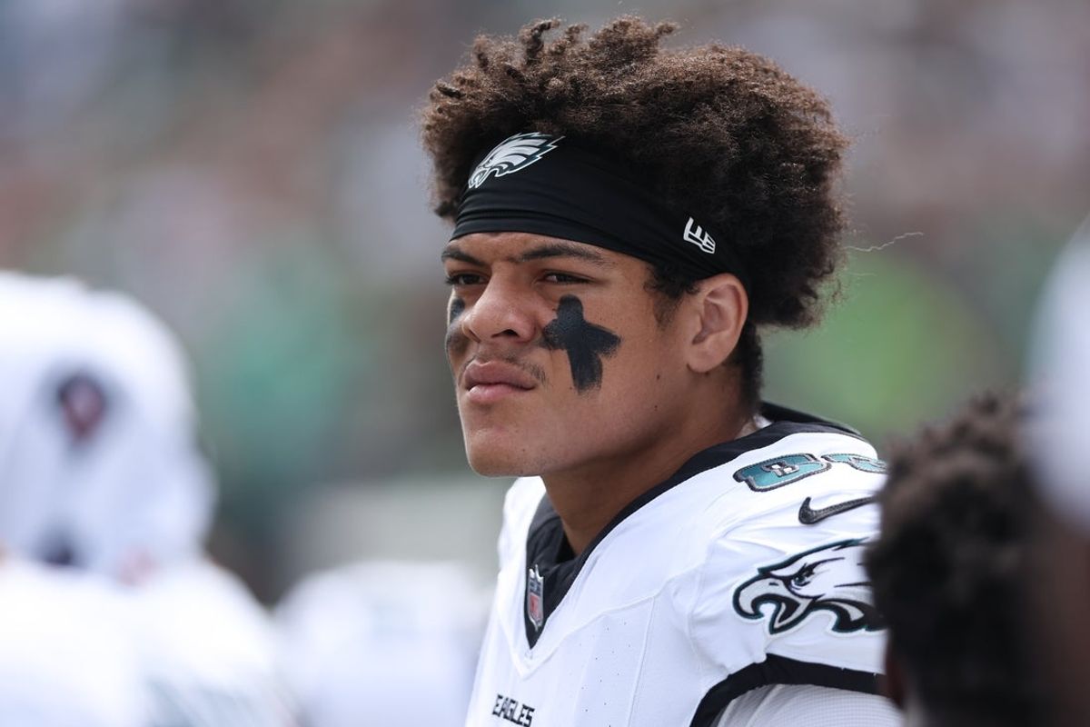 Aug 16, 2025; Philadelphia, Pennsylvania, USA; Philadelphia Eagles wide receiver Johnny Wilson (89) in a game against the Cleveland Browns at Lincoln Financial Field. Mandatory Credit: Bill Streicher-Imagn Images