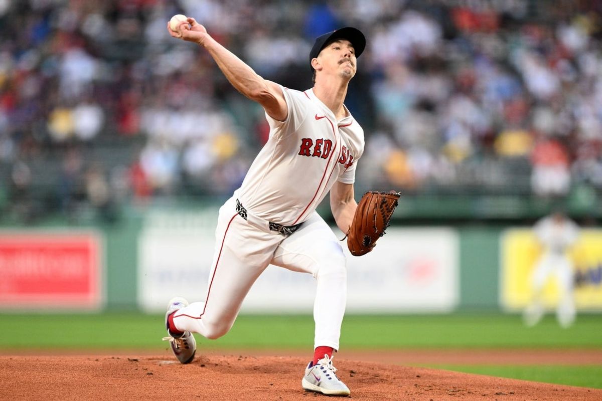 Aug 19, 2025; Boston, Massachusetts, USA; Boston Red Sox starting pitcher Walker Buehler (0) pitches against the Baltimore Orioles during the first inning at Fenway Park. Mandatory Credit: Brian Fluharty-Imagn Images