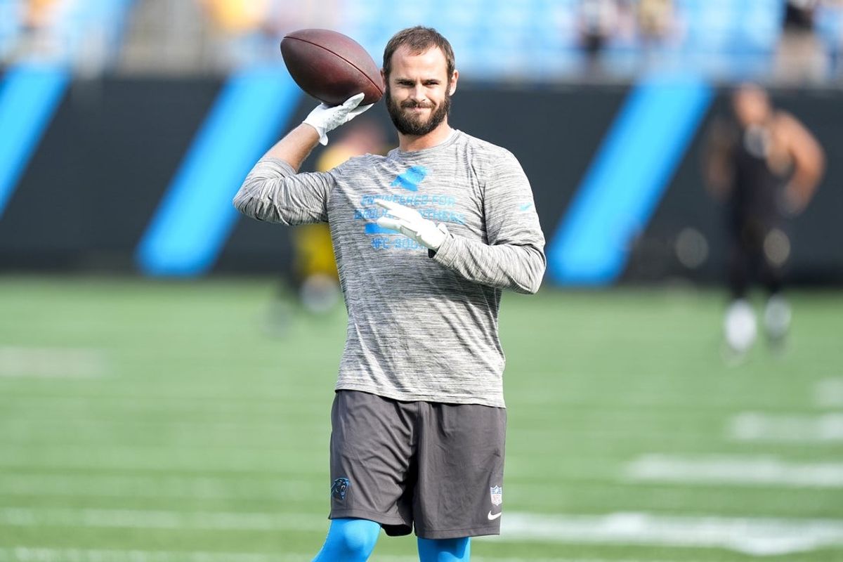 Aug 21, 2025; Charlotte, North Carolina, USA;  Carolina Panthers wide receiver Hunter Renfrow (13) during pregame warmups against the Pittsburgh Steelers at Bank of America Stadium. Mandatory Credit: Jim Dedmon-Imagn Images
