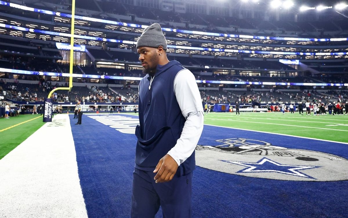 Aug 22, 2025; Arlington, Texas, USA;  Dallas Cowboys defensive end Micah Parsons walks off the field after the game against the Atlanta Falcons at AT&T Stadium. Mandatory Credit: Kevin Jairaj-Imagn Images