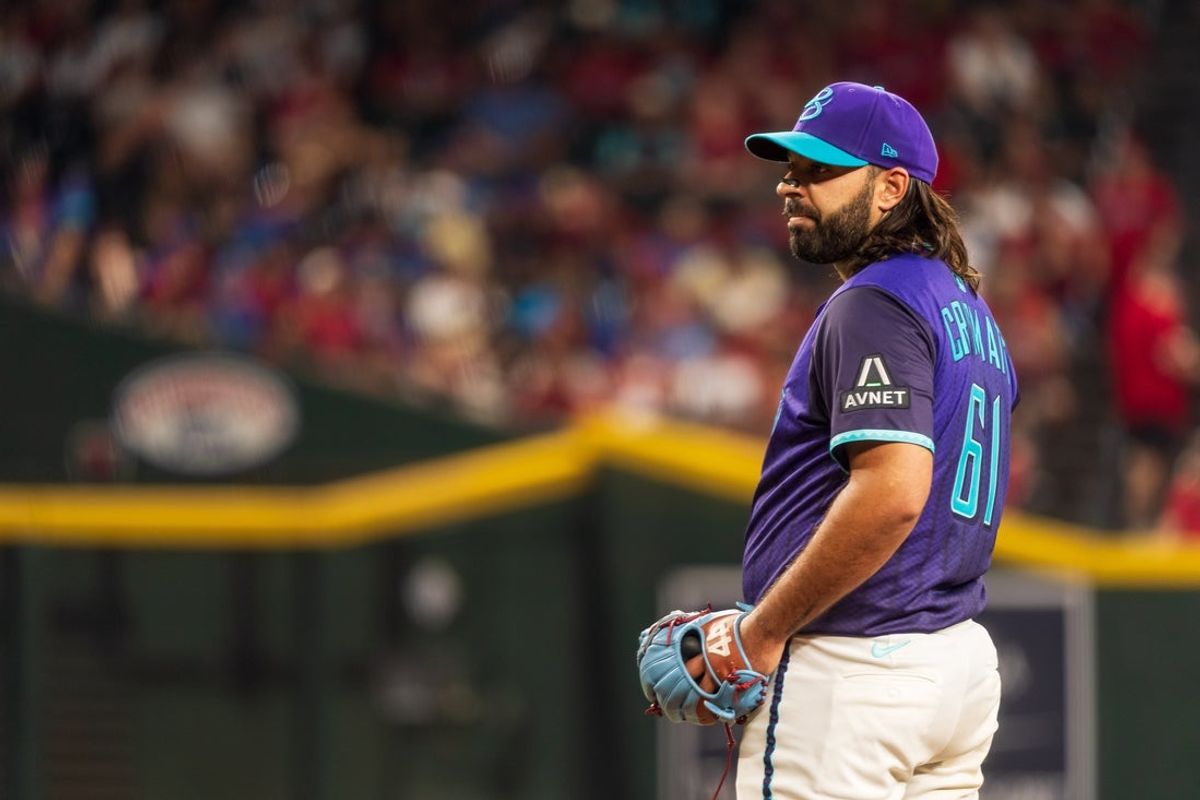 Aug 23, 2025; Phoenix, Arizona, USA; Arizona Diamondbacks pitcher Nabil Crismatt (61) on the mound in the third inning against the Cincinnati Reds at Chase Field. Mandatory Credit: Allan Henry-Imagn Images