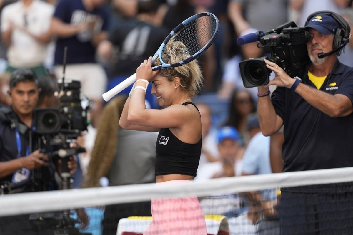Aug 25, 2025; Flushing, NY, USA; Renata Zarazua (MEX) celebrates after defeating Madison Keys (USA)(not pictured) on day two of the 2025 U.S. Open tennis tournament at the USTA Billie Jean King National Tennis Center. Mandatory Credit: Robert Deutsch-Imagn Images