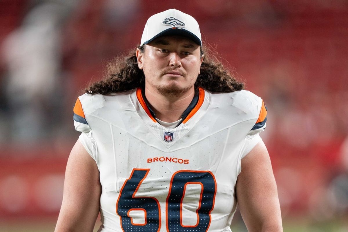 August 9, 2025; Santa Clara, California, USA; Denver Broncos center Luke Wattenberg (60) after the game against the San Francisco 49ers at Levi's Stadium. Mandatory Credit: Kyle Terada-Imagn Images