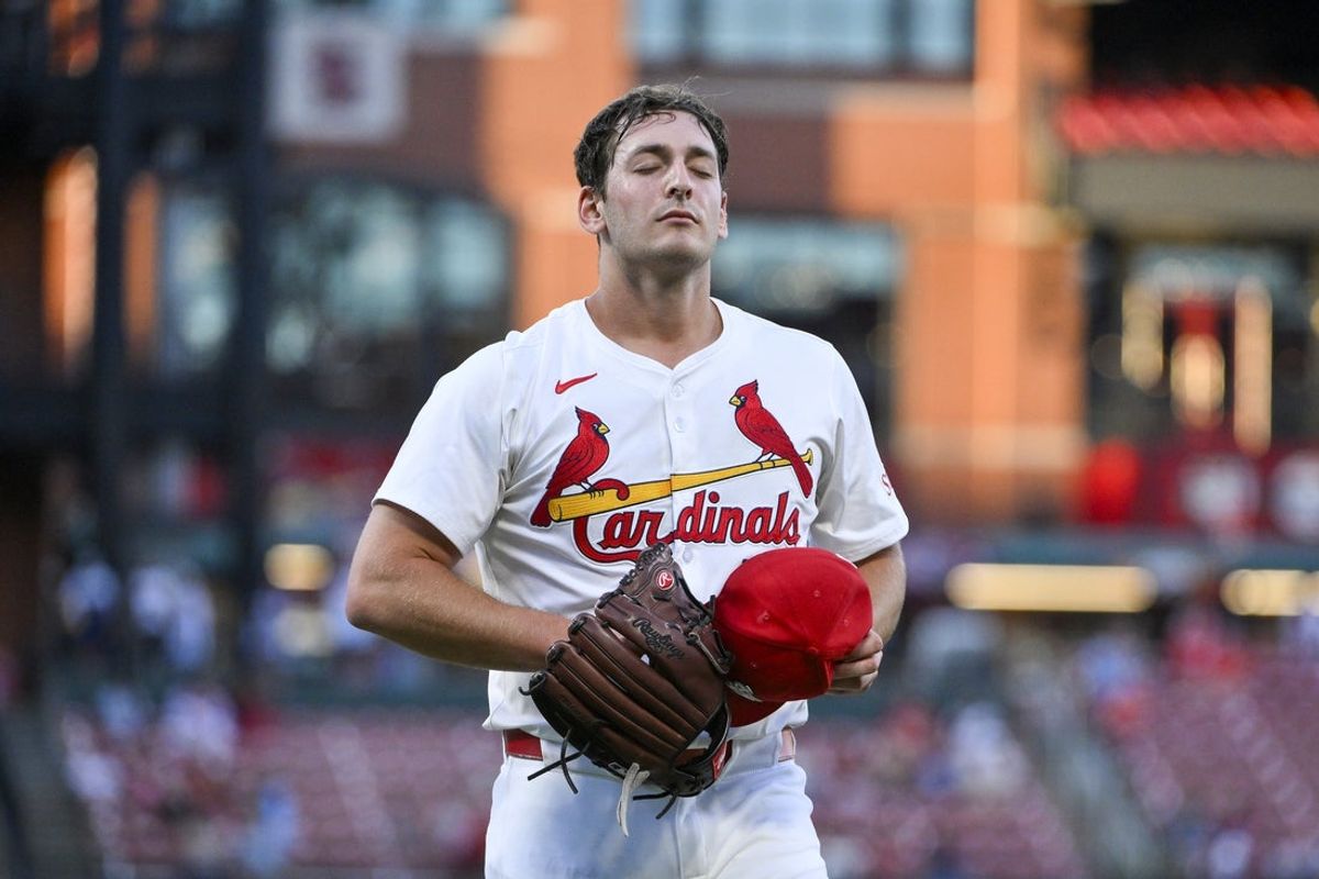 Aug 26, 2025; St. Louis, Missouri, USA;  St. Louis Cardinals starting pitcher Andre Pallante (53) walks off the field after the first inning against the Pittsburgh Pirates at Busch Stadium. Mandatory Credit: Jeff Curry-Imagn Images