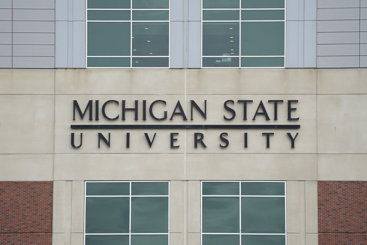 Aug 29, 2025; East Lansing, Michigan, USA;  The Michigan State logo displayed on Spartan Stadium. Mandatory Credit: Brendan Mullin-Imagn Images