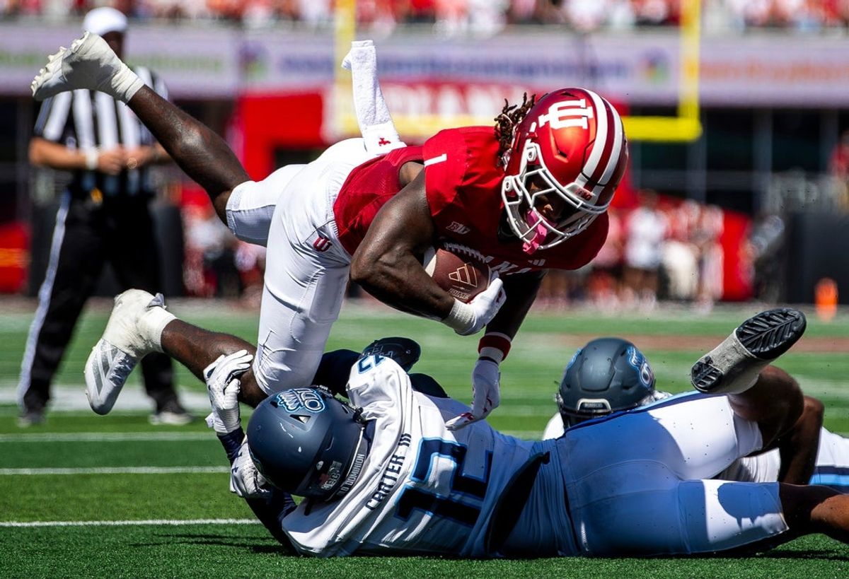 Indiana's Roman Hemby (1) during the Indiana versus Old Dominion football game at Memorial Stadium on Saturday, Aug. 30, 2025.