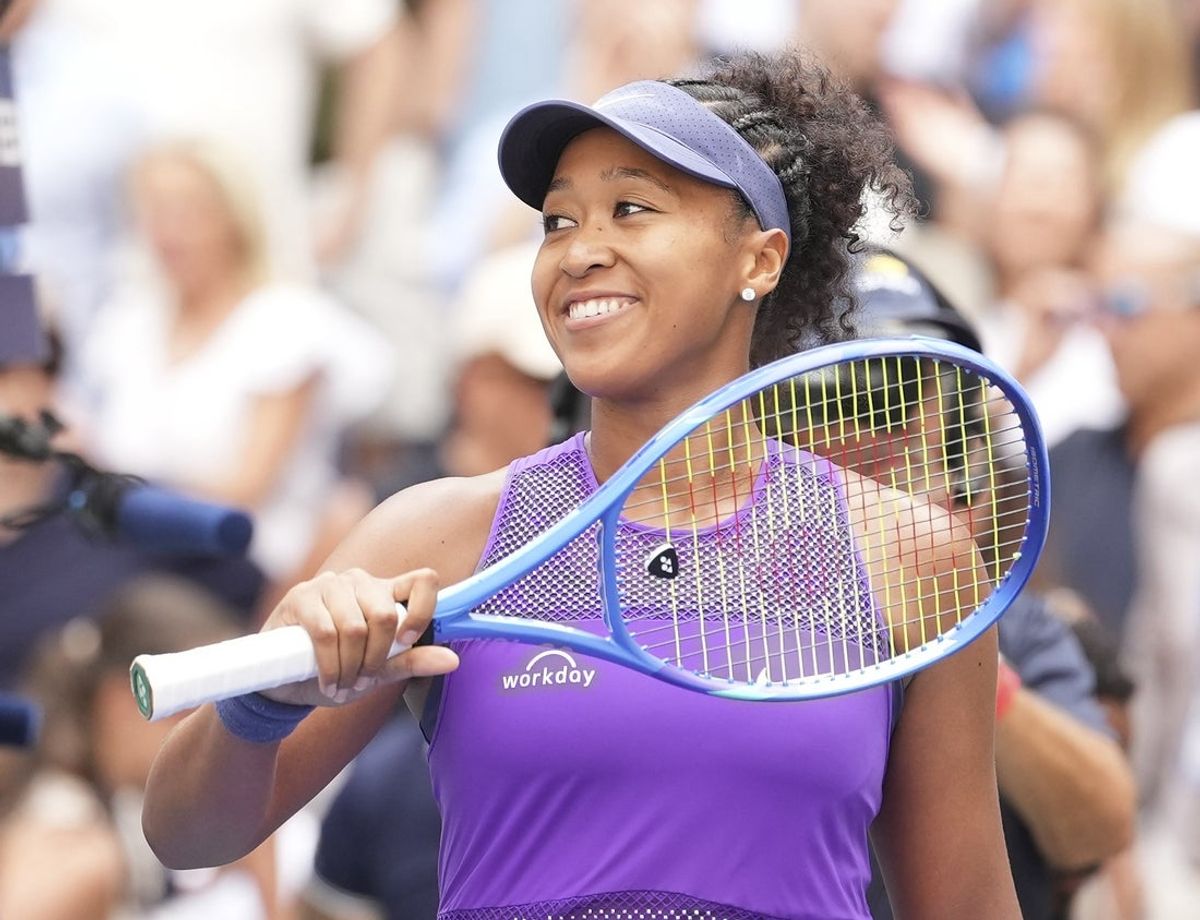 Sep 1, 2025; Flushing, NY, USA;  Naomi Osaka (JPN) after beating Coco Gauff (USA) (not pictured) on day nine of the 2025 U.S. Open tennis tournament at the USTA Billie Jean King National Tennis Center. Mandatory Credit: Robert Deutsch-Imagn Images