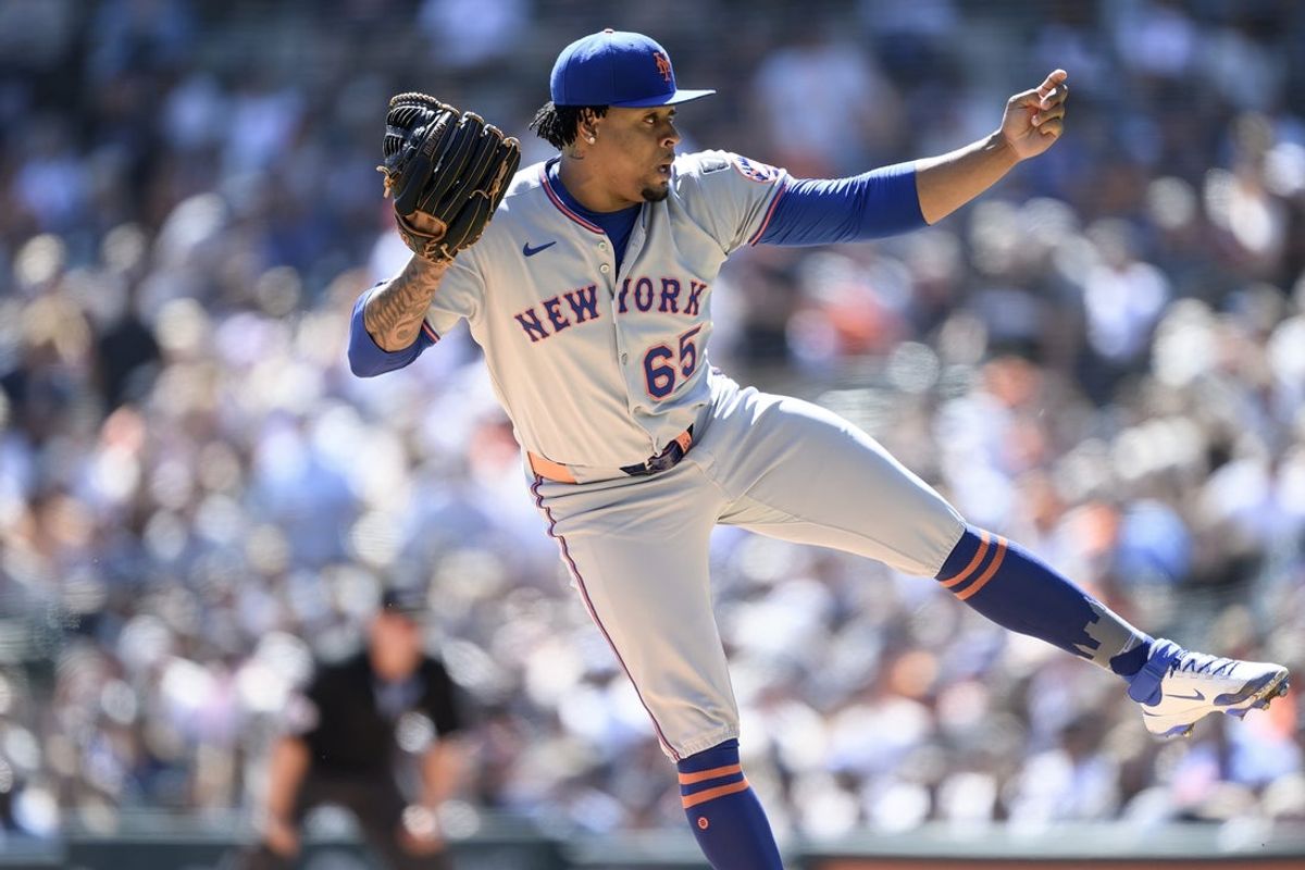Sep 1, 2025; Detroit, Michigan, USA;  New York Mets pitcher Gregory Soto (65) throws a pitch against the Detroit Tigers in the fifth inning at Comerica Park. Mandatory Credit: Lon Horwedel-Imagn Images