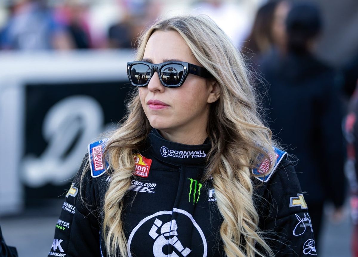 Sep 1, 2025; Clermont, IN, USA; NHRA top fuel driver Brittany Force during the US Nationals at Lucas Oil Indianapolis Raceway Park. Mandatory Credit: Mark J. Rebilas-Imagn Images