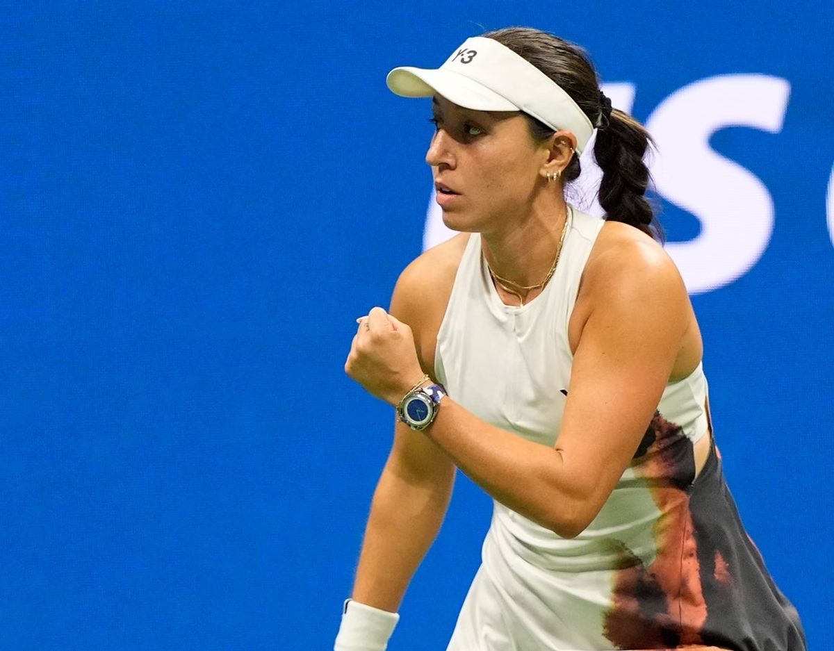 Sep 4, 2025; Flushing, NY, USA;  Jessica Pegula (USA) reacts to a service break against Aryna Sabalenka (not pictured) on day twelve of the 2025 U.S. Open tennis tournament at the USTA Billie Jean King National Tennis Center. Mandatory Credit: Robert Deutsch-Imagn Images