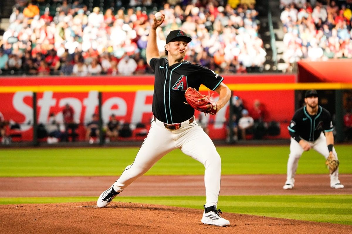 Sep 6, 2025; Phoenix, Arizona, USA; Arizona Diamondbacks pitcher Brandon Pfaadt (32) pitches in the during the first inning against the Boston Red Sox at Chase Field. Mandatory Credit: Arianna Grainey-Imagn Images