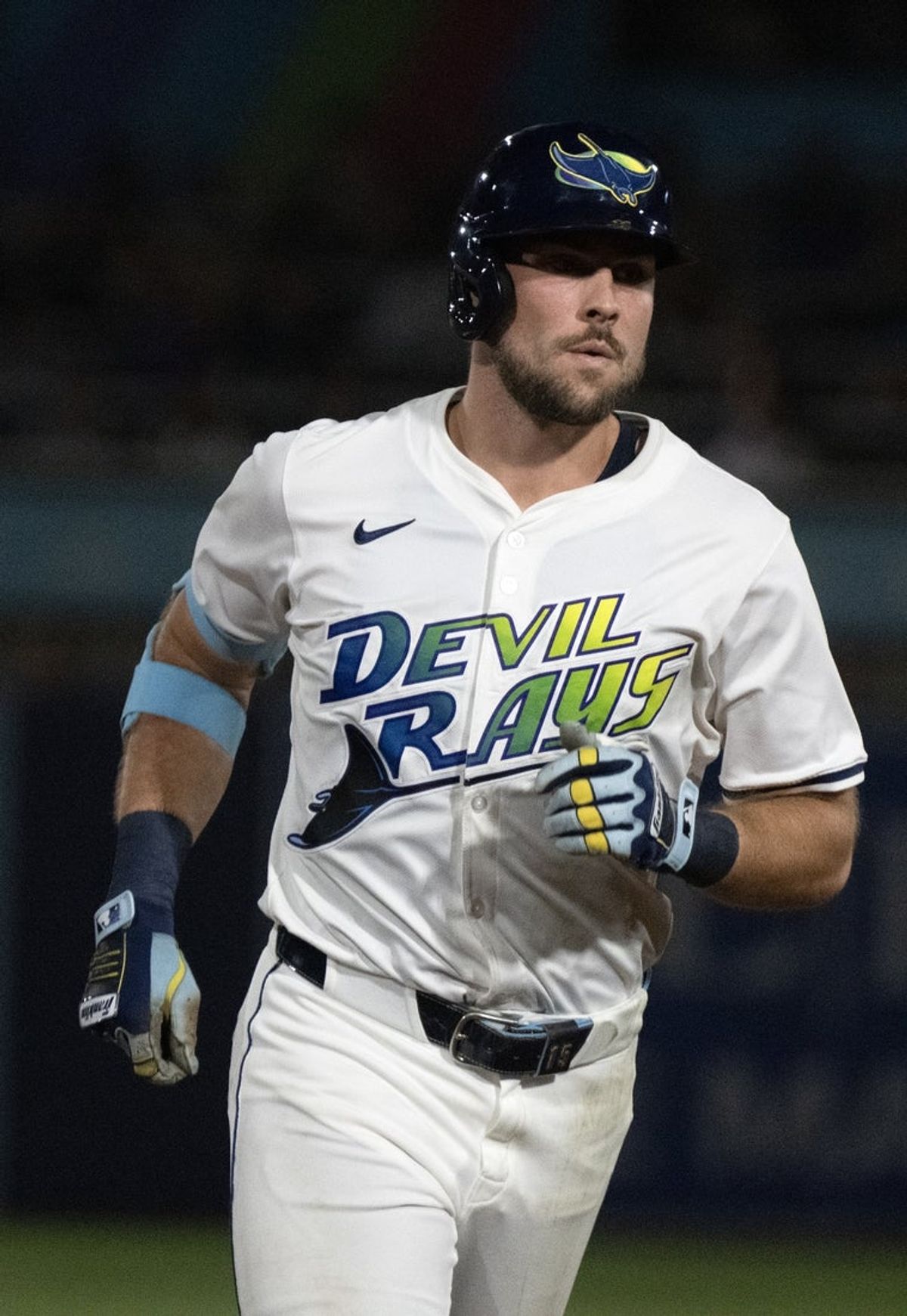 Sep 6, 2025; St. Petersburg, Florida, USA;  Tampa Bay Rays Josh Lowe (15) rounds second base after hitting a homerun in the fifth inning of their game with Cleveland Guardians at George M. Steinbrenner Field. Mandatory Credit: Chris Tilley-Imagn Images