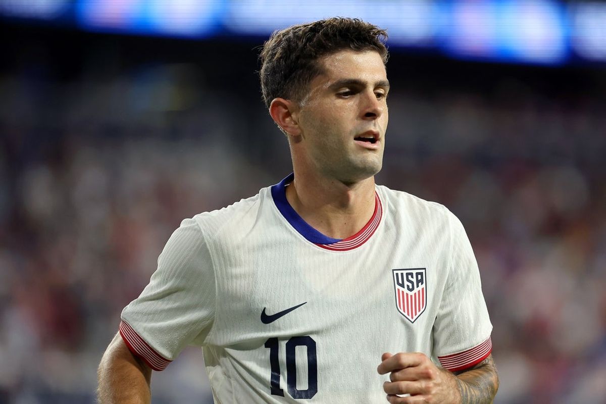 Sep 9, 2025; Columbus, Ohio, USA; US Men's National Team forward Christian Pulisic (10) looks on during the first half against Japan at Lower.com Field. Mandatory Credit: Joseph Maiorana-Imagn Images