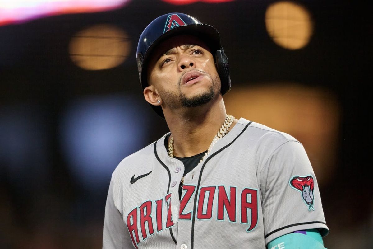 Sep 9, 2025; San Francisco, California, USA; Arizona Diamondbacks infielder Ketel Marte (4) looks on before batting against the San Francisco Giants in the third inning at Oracle Park. Mandatory Credit: Robert Edwards-Imagn Images