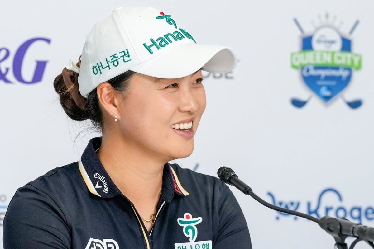 2023 Queen City Championship winner Minjee Lee gives a press conference before the first round of the Kroger Queen City Championship pres. by P&G at TPC River's Bend in Maineville, Ohio, on Wednesday, Sept. 10, 2025.