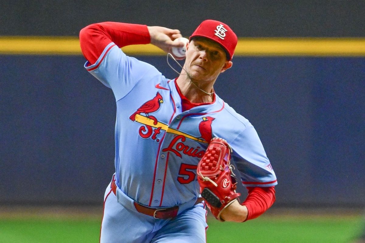 Sep 13, 2025; Milwaukee, Wisconsin, USA;  St. Louis Cardinals starting pitcher Sonny Gray (54) throws against the Milwaukee Brewers in the first inning at American Family Field. Mandatory Credit: Benny Sieu-Imagn Images