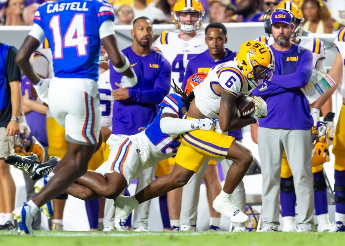 Barion Brown 6, LSU Tigers take on the Florida Gators. Sept 13, 2025; Baton Rouge, Louisiana, USA; at Tiger Stadium.