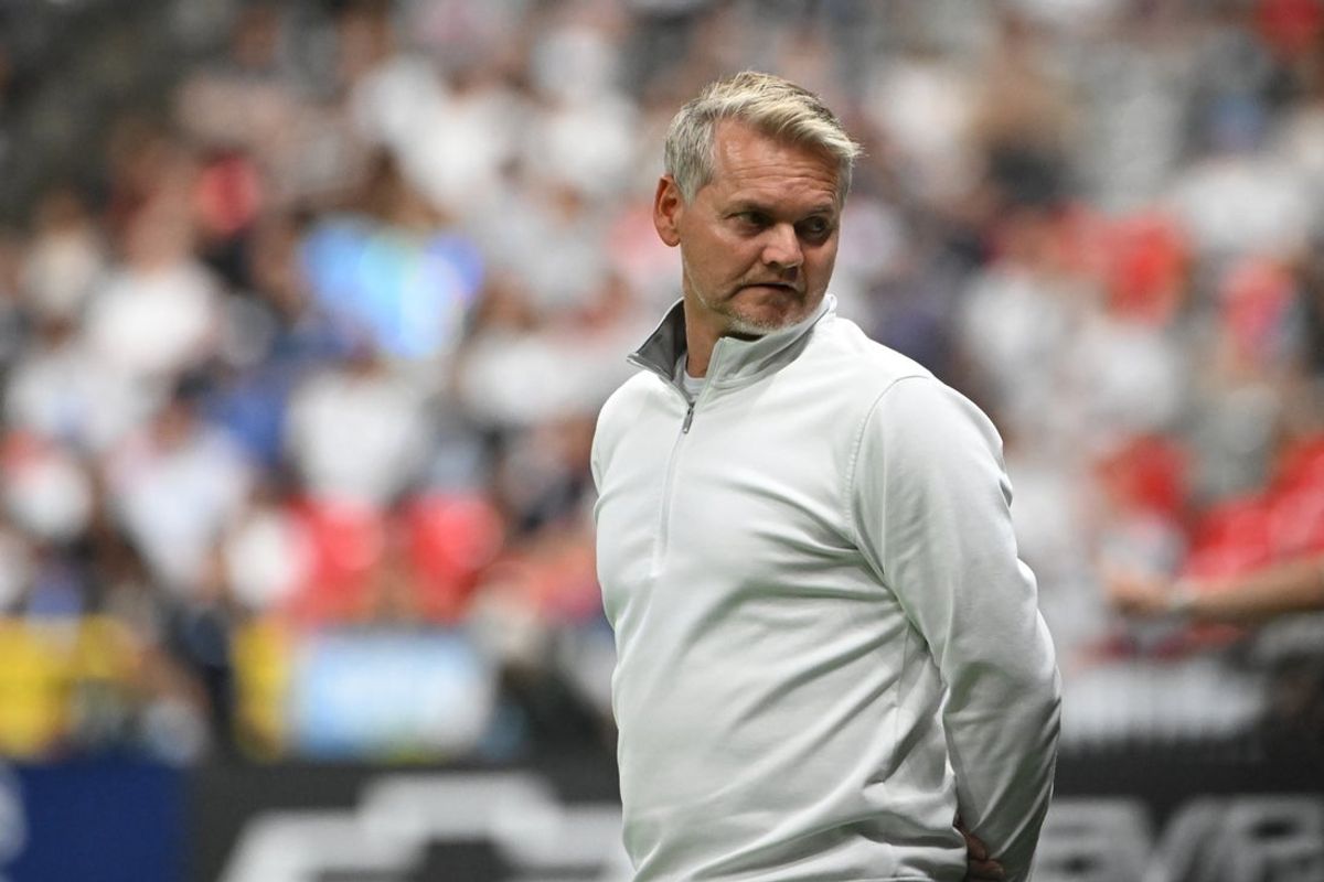 Sep 13, 2025; Vancouver, British Columbia, CAN;  Philadelphia Union head coach Bradley Carnell looks on during the second half against the Philadelphia Union at BC Place. Mandatory Credit: Simon Fearn-Imagn Images