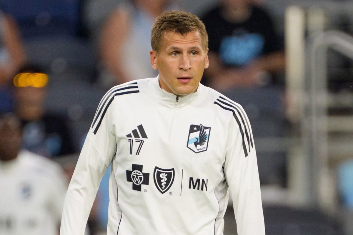 Sep 17, 2025; St. Paul, Minnesota, USA; Minnesota United midfielder Robin Lod (17) warms up before the game against Austin FC at Allianz Field. Mandatory Credit: Matt Blewett-Imagn Images