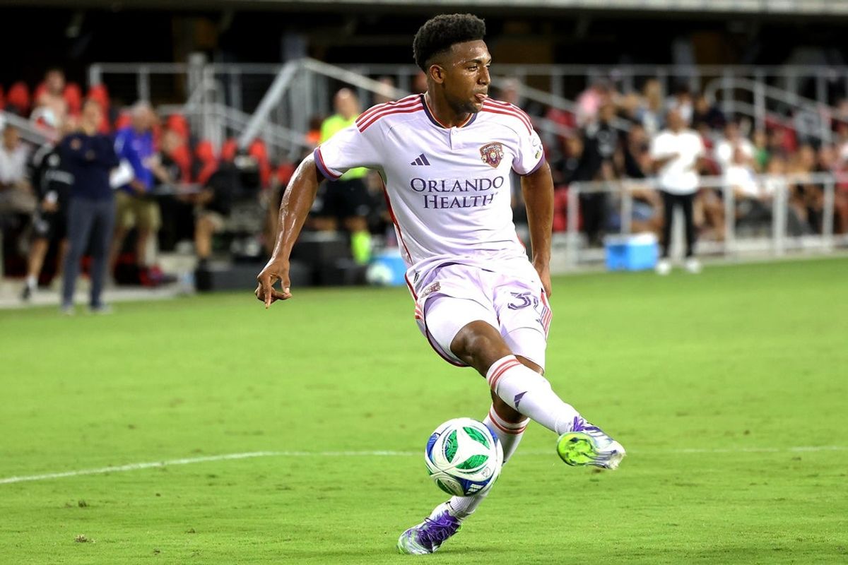 Sep 13, 2025; Washington, District of Columbia, USA; Orlando City defender Alex Freeman (30) controls the ball during the second half against D.C. United at Audi Field. Mandatory Credit: Daniel Kucin Jr.-Imagn Images