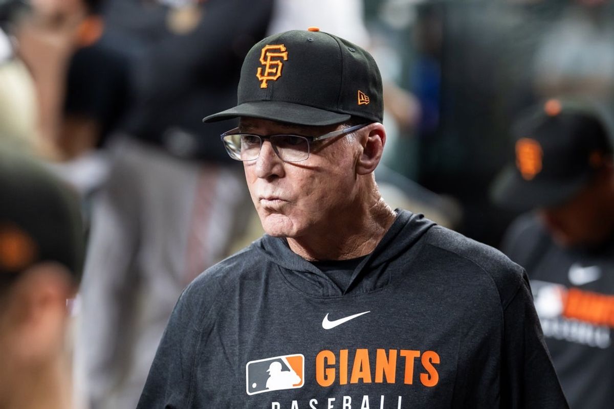 Sep 16, 2025; Phoenix, Arizona, USA; San Francisco Giants manager Bob Melvin against the Arizona Diamondbacks at Chase Field. Mandatory Credit: Mark J. Rebilas-Imagn Images