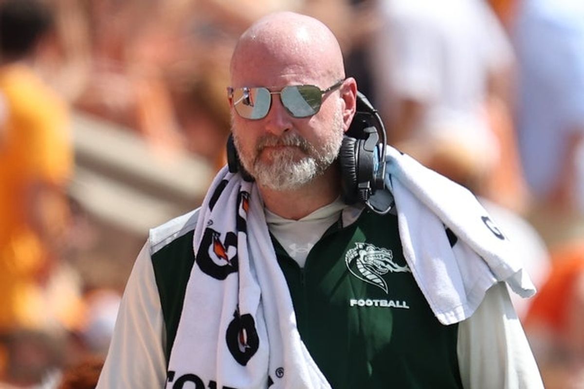 Sep 20, 2025; Knoxville, Tennessee, USA;  UAB Blazers head coach Trent Dilfer during the second quarter against the Tennessee Volunteers at Neyland Stadium. Mandatory Credit: Randy Sartin-Imagn Images