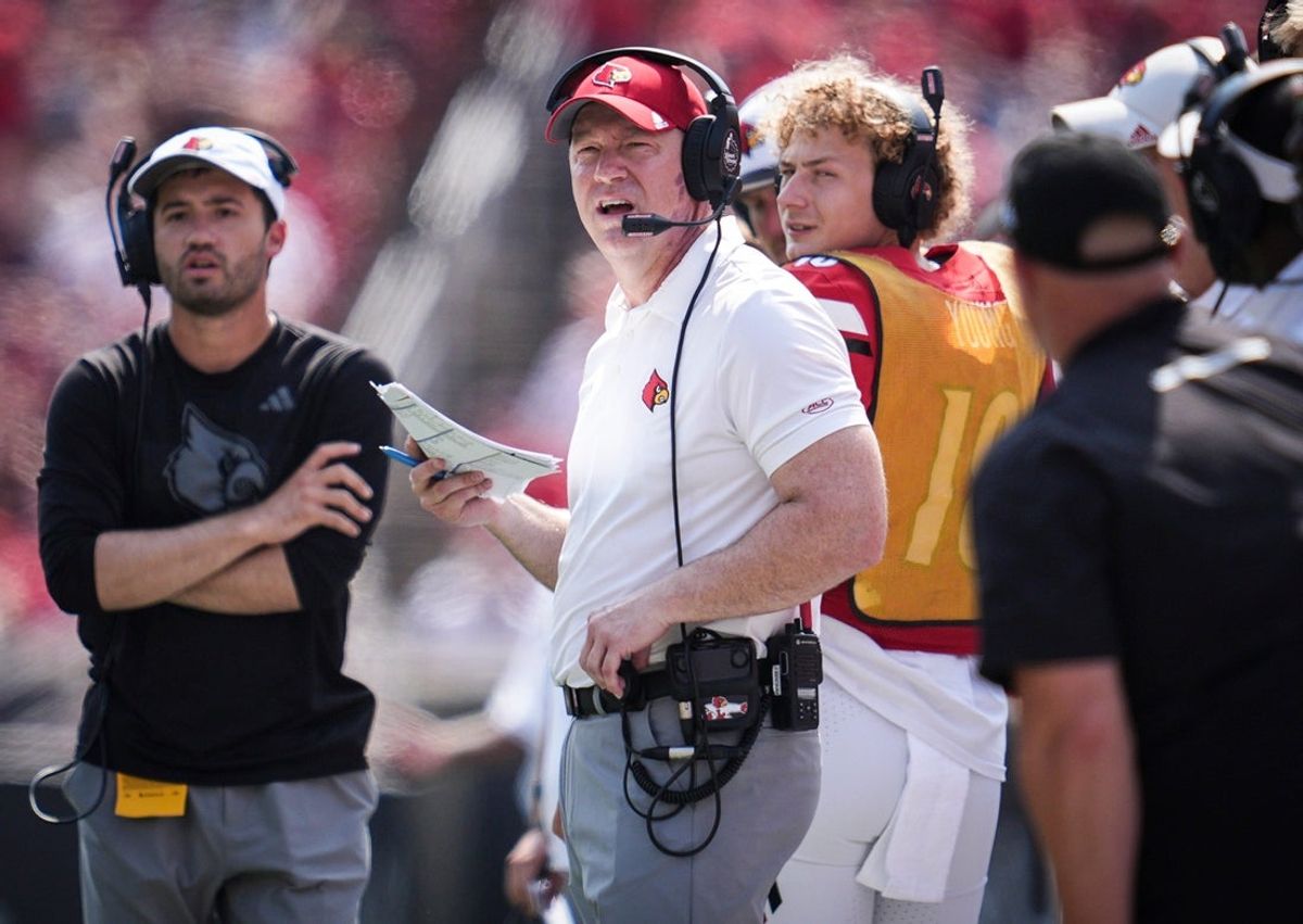 Louisville Cardinals head coach Jeff Brohm during the game against visiting Bowling Green in Louisville, Kentucky. Sept. 20, 2025