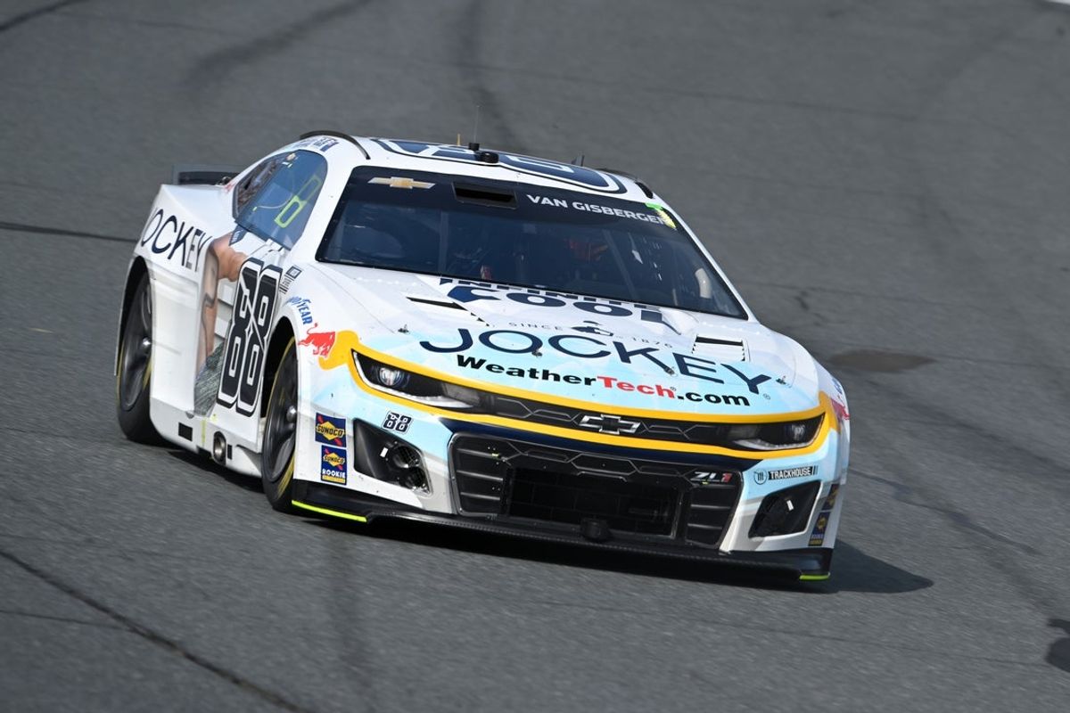Sep 21, 2025; Loudon, New Hampshire, USA; NASCAR Cup Series driver Shane van Gisbergen (88) races in the Mobil 1 301 at New Hampshire Motor Speedway. Mandatory Credit: Eric Canha-Imagn Images