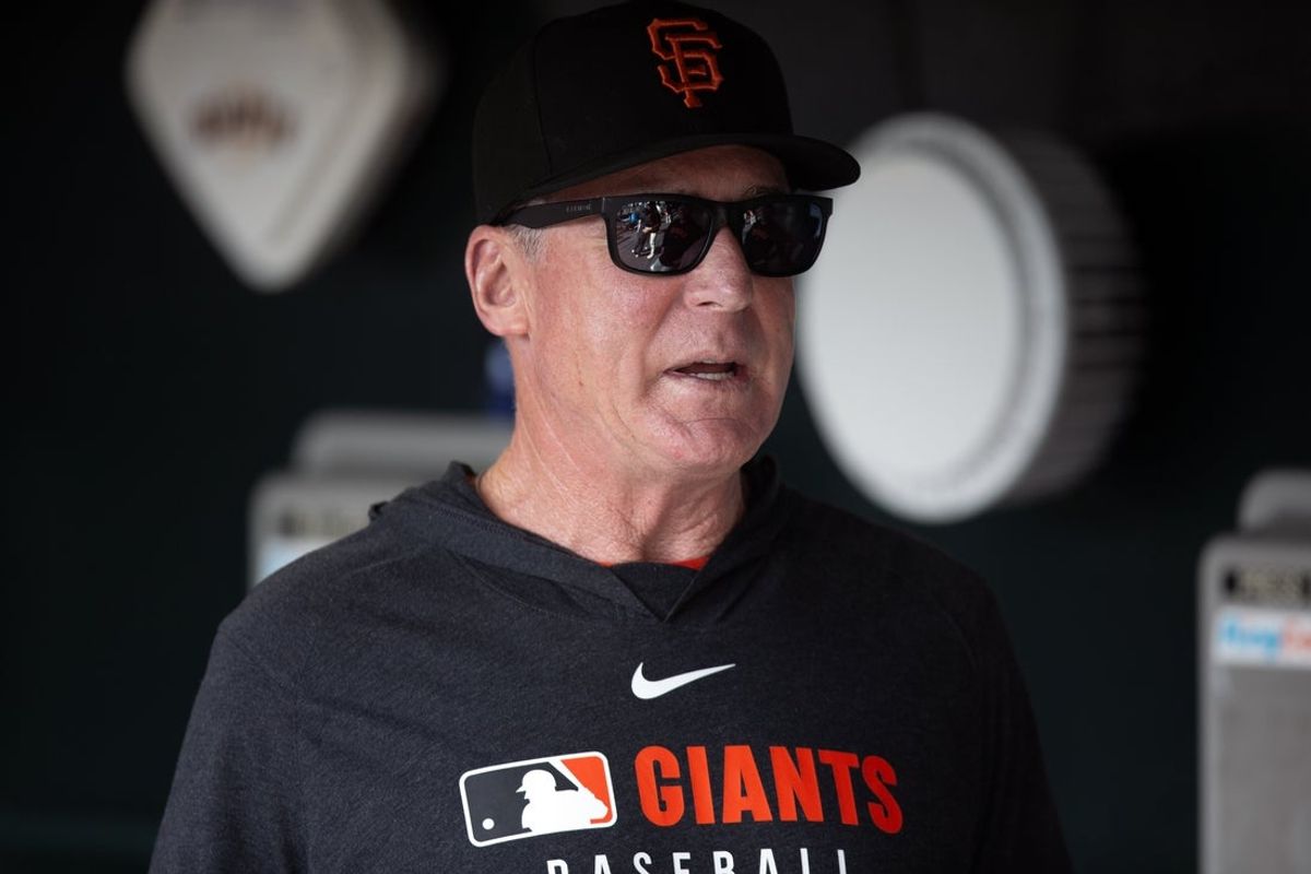 Sep 27, 2025; San Francisco, California, USA; San Francisco Giants manager Bob Melvin prepares for a game against the Colorado Rockies at Oracle Park. Mandatory Credit: D. Ross Cameron-Imagn Images
