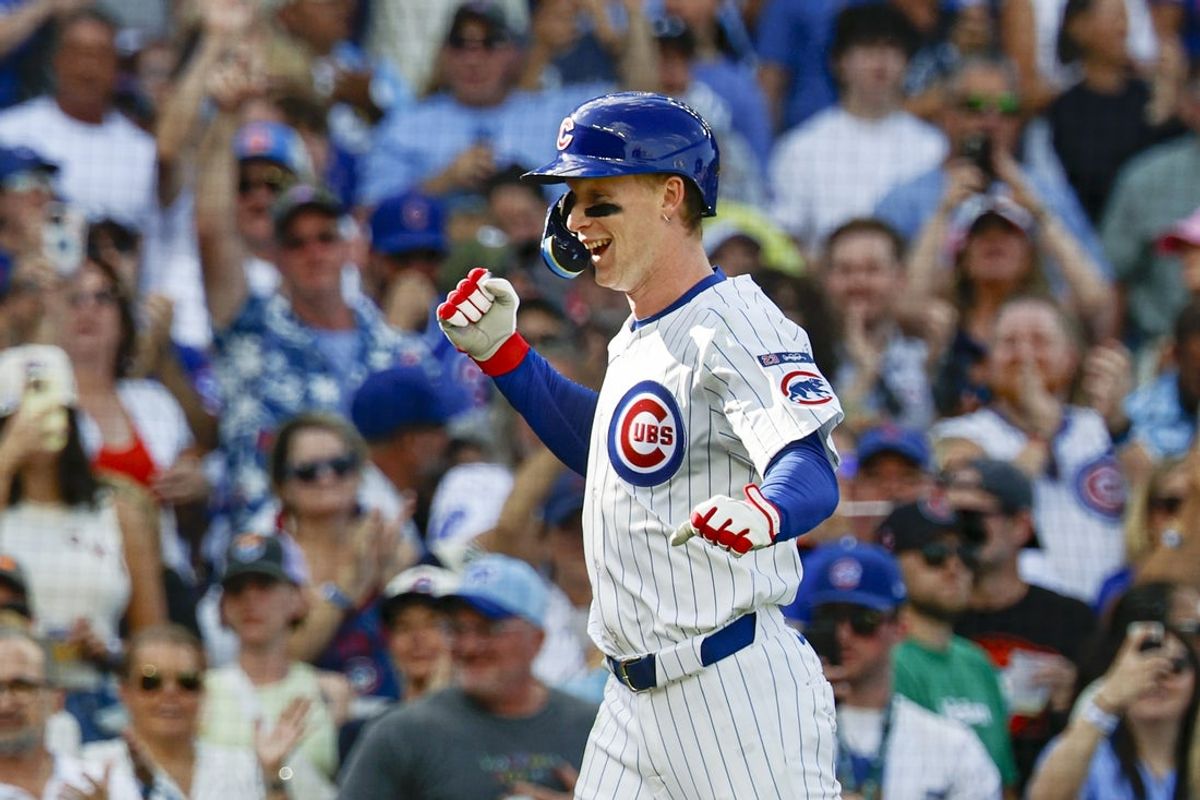 Sep 27, 2025; Chicago, Illinois, USA; Chicago Cubs center fielder Pete Crow-Armstrong (4) rounds the bases after hitting a two-run home run against the St. Louis Cardinals during the eight inning at Wrigley Field. Mandatory Credit: Kamil Krzaczynski-Imagn Images