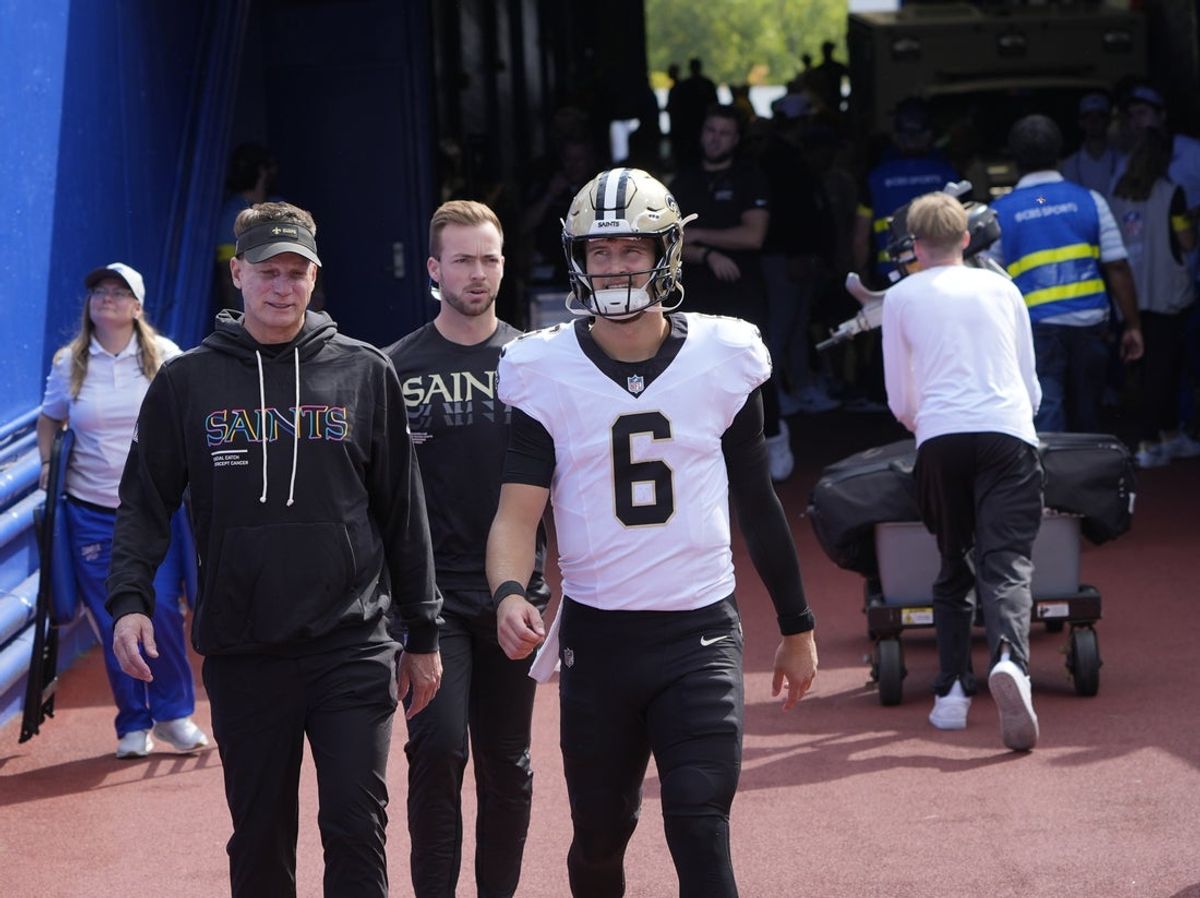 Sep 28, 2025; Orchard Park, New York, USA;  New Orleans Saints quarterback Tyler Shough (6) warms up before a game against the Buffalo Bills at Highmark Stadium. Mandatory Credit: Gregory Fisher-Imagn Images