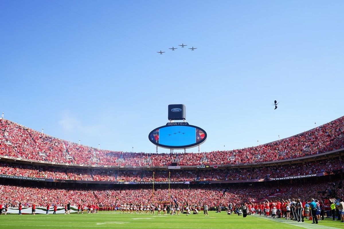 Sep 28, 2025; Kansas City, Missouri, USA;  A general view of GEHA Field before the game between the Kansas City Chiefs and Baltimore Ravens at GEHA Field at Arrowhead Stadium. Mandatory Credit: Denny Medley-Imagn Images