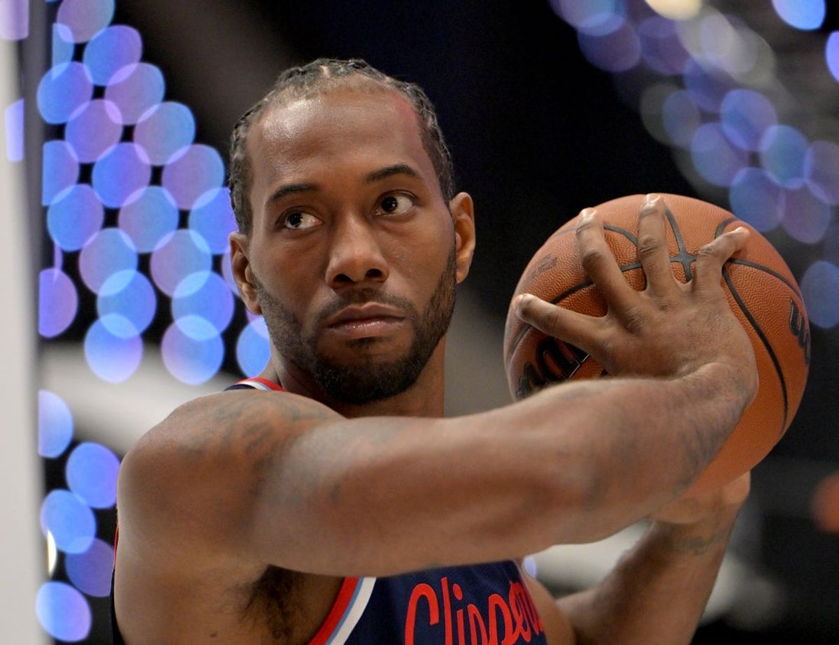 Sep 29, 2025; Inglewood, CA, USA;  Los Angeles Clippers forward Kawhi Leonard (2) poses during media day at Intuit Dome. Mandatory Credit: Jayne Kamin-Oncea-Imagn Images