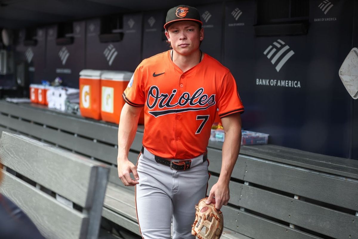 Sep 27, 2025; Bronx, New York, USA;  Baltimore Orioles second baseman Jackson Holliday (7) at Yankee Stadium. Mandatory Credit: Wendell Cruz-Imagn Images
