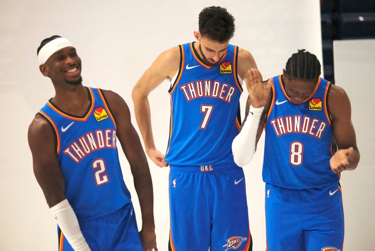 MVP Shai Gilgeous-Alexander (2), Chet Holmgren (7) and Jalen Williams (8) are back as the core of the defending NBA champs.