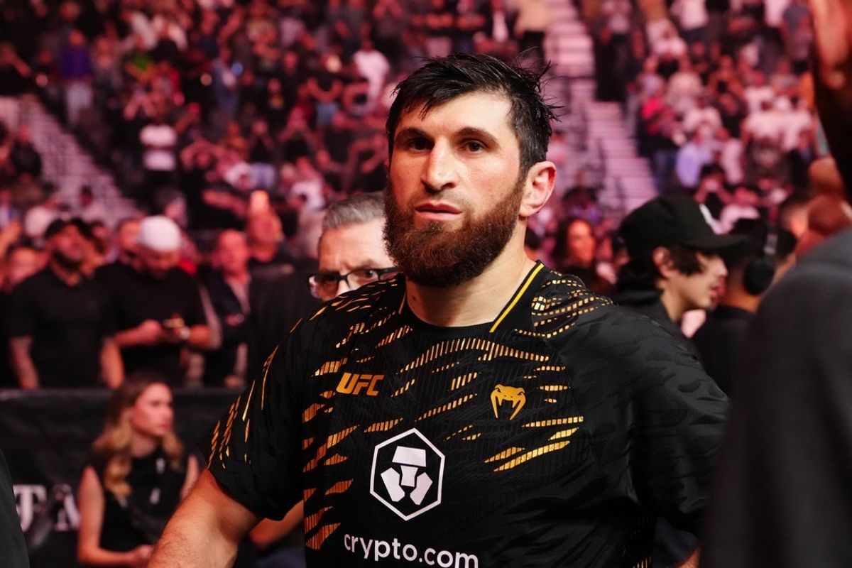Oct 4, 2025; Las Vegas, Nevada, UNITED STATES; Magomed Ankalaev (red gloves)  reacts after the fight against Alex Pereira (blue gloves) during UFC 320 at T-Mobile Arena. Mandatory Credit: Stephen R. Sylvanie-Imagn Images