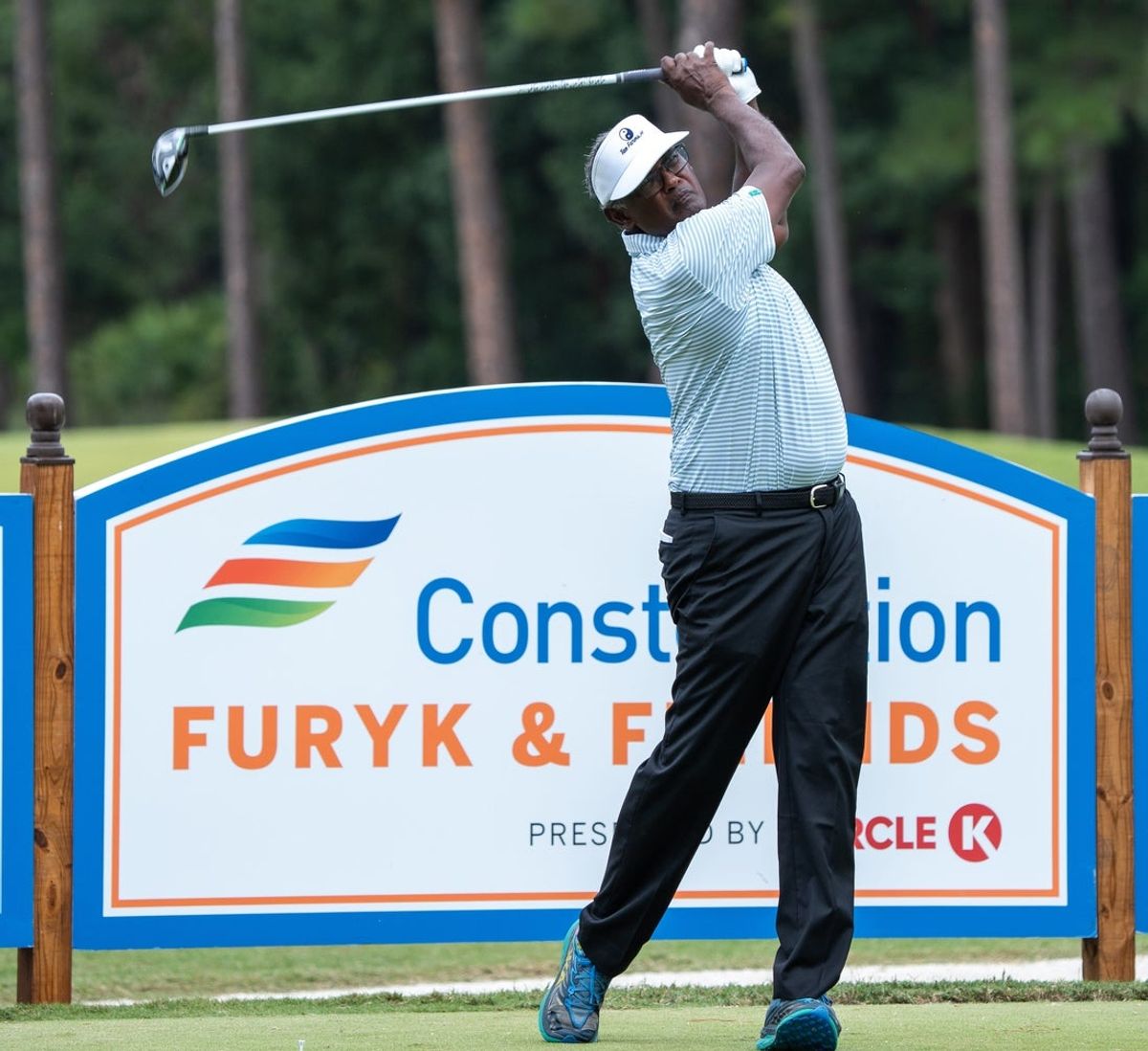 Vijay Singh tees off of 13 during the final round of the Furyk & Friends PGA Tour Champions event held at Timuquana Country Club in Jacksonville, Fl., Sunday October 5, 2025. Tommy Gainey won the tournament by shooting -14. Cameron Percy placed second with -12. [Doug Engle/Florida Times-Union]