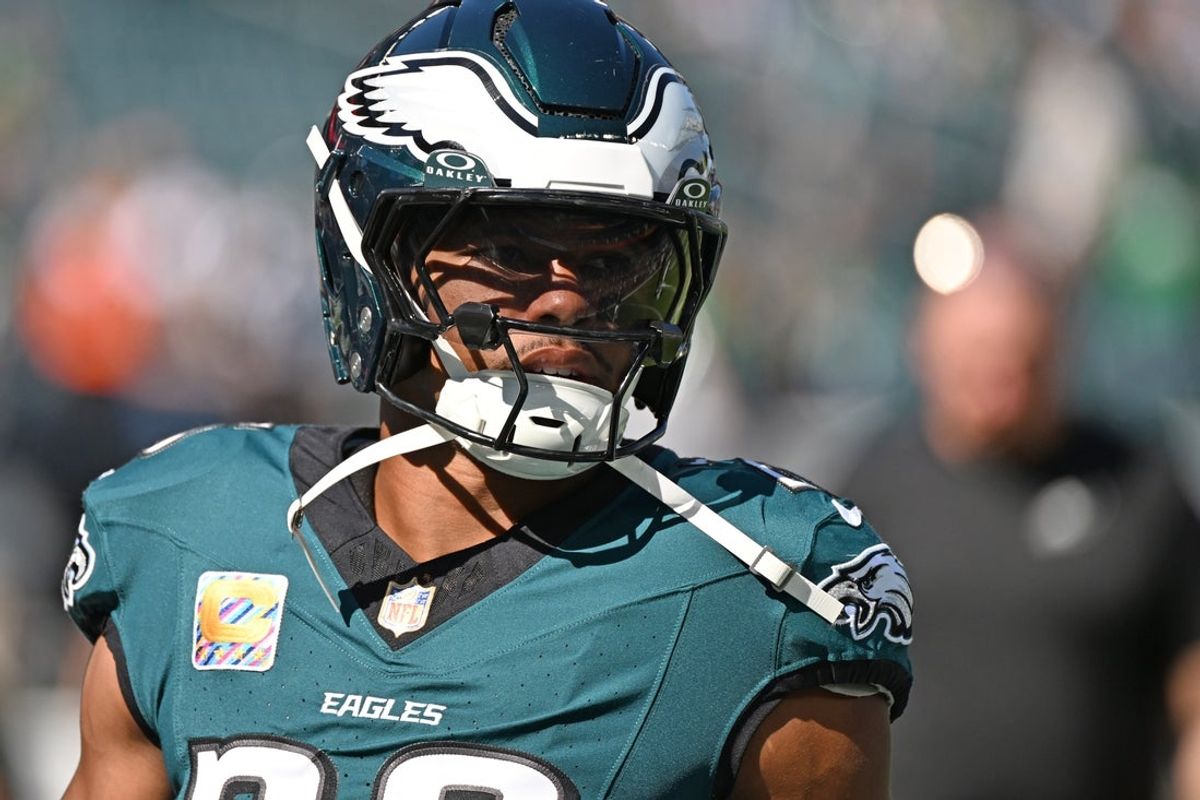 Oct 5, 2025; Philadelphia, Pennsylvania, USA; Philadelphia Eagles running back Saquon Barkley (26) against the Denver Broncos at Lincoln Financial Field. Mandatory Credit: Eric Hartline-Imagn Images