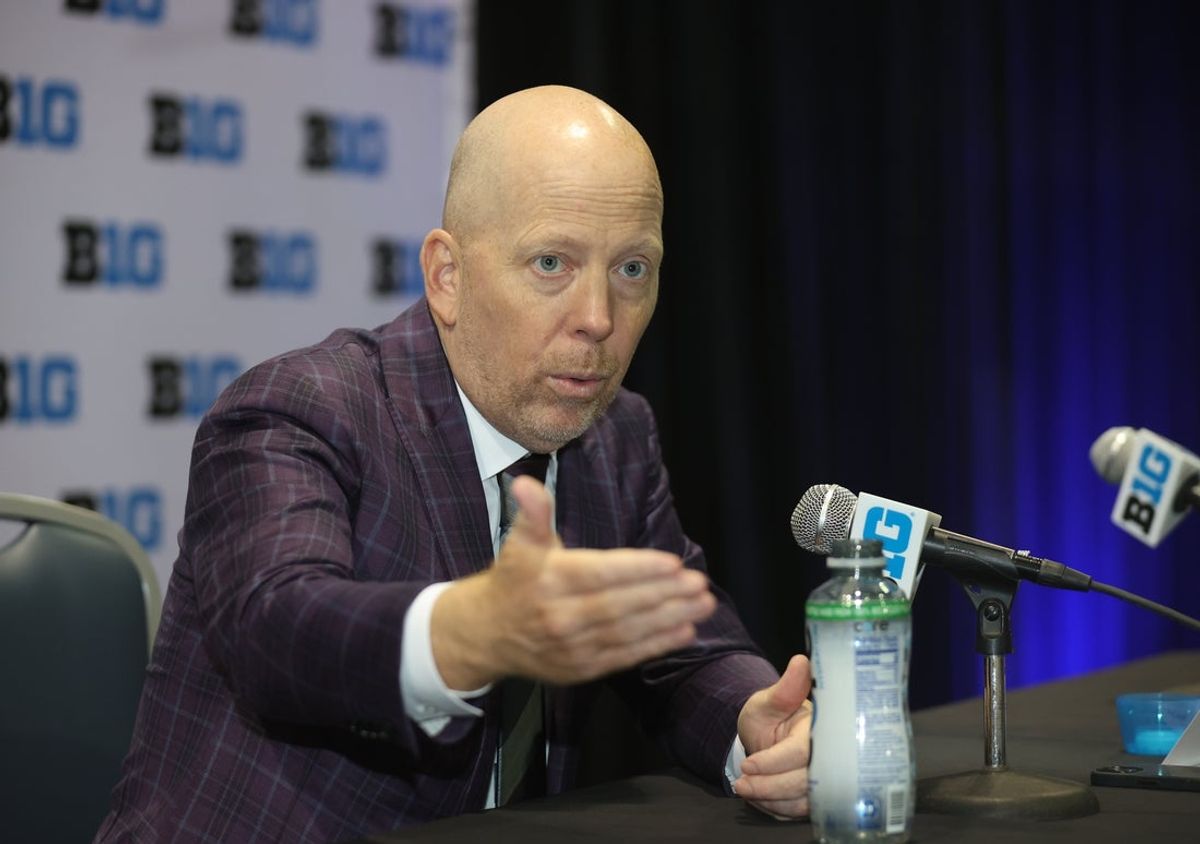Oct 9, 2025; Rosemont, IL, USA; UCLA head coach Mick Cronin speaks during Big Ten Men’s Basketball Media Days at the Donald E. Stephens Convention Center. Mandatory Credit: Talia Sprague-Imagn Images