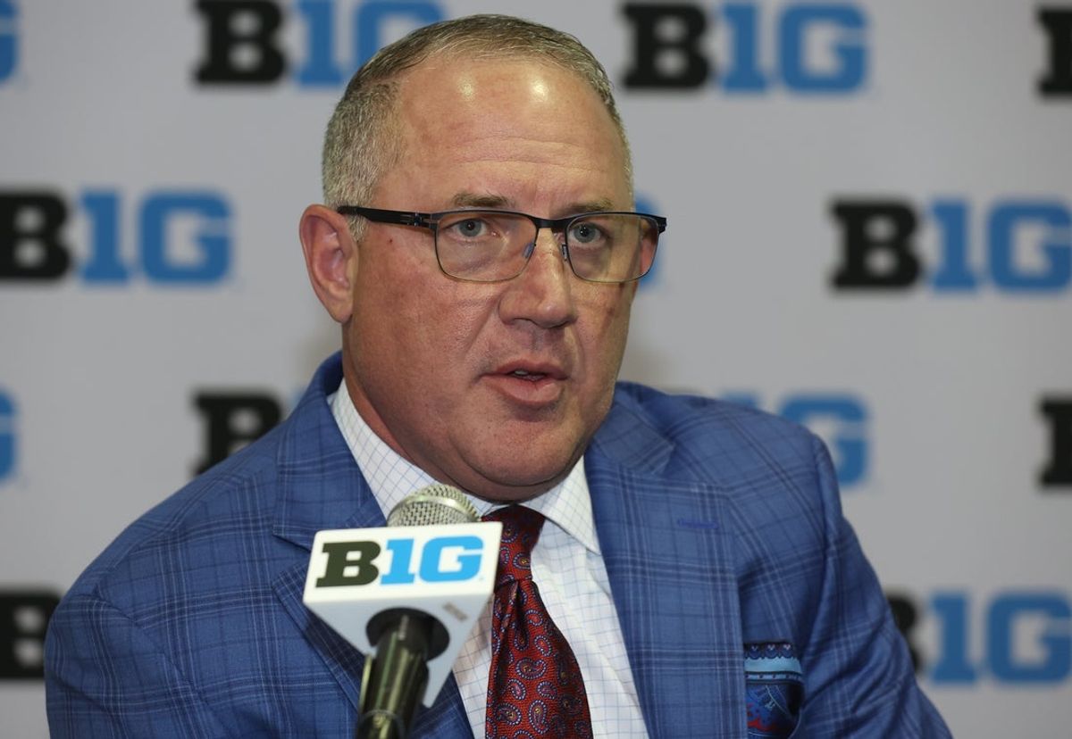 Oct 9, 2025; Rosemont, IL, USA; Maryland head coach Buzz Williams speaks during Big Ten Men’s Basketball Media Days at the Donald E. Stephens Convention Center. Mandatory Credit: Talia Sprague-Imagn Images