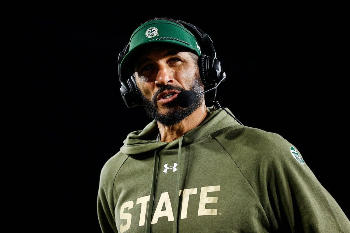 Oct 10, 2025; Fort Collins, Colorado, USA; Colorado State Rams head coach Jay Norvell after the game against the Fresno State Bulldogs at Sonny Lubick Field at Canvas Stadium. Mandatory Credit: Isaiah J. Downing-Imagn Images