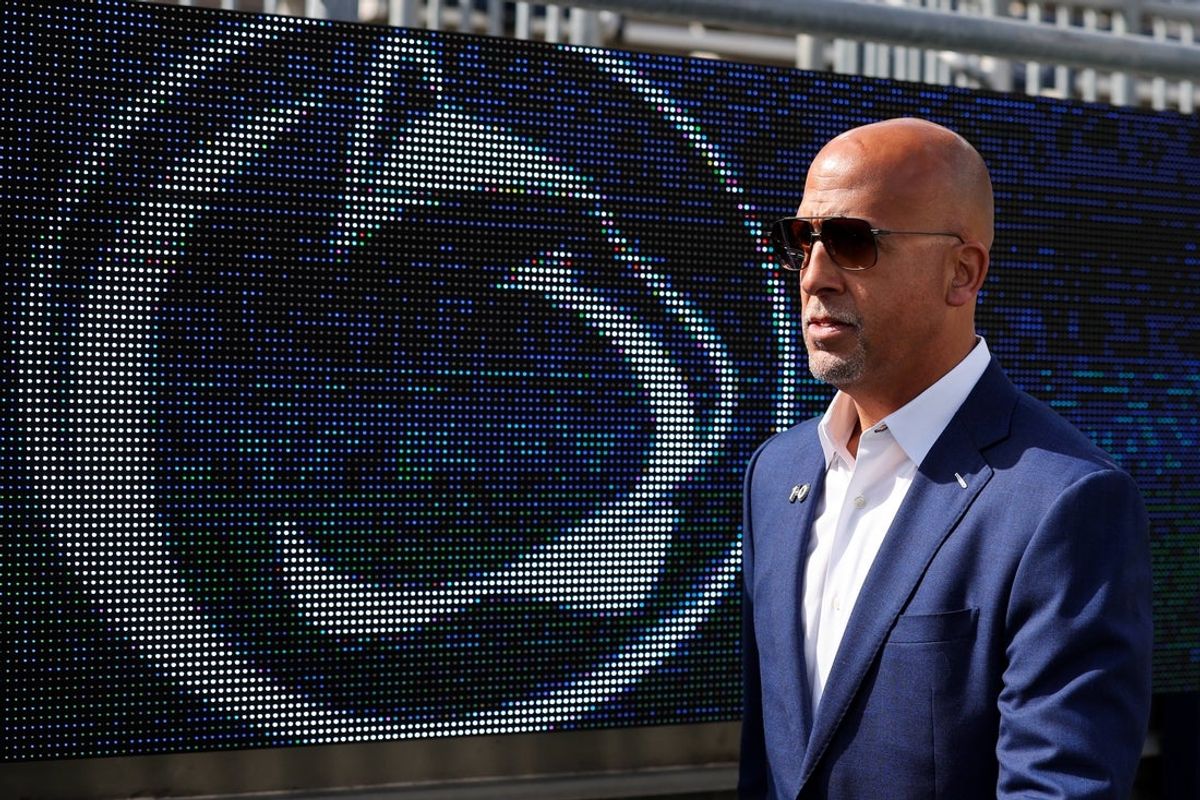 Oct 11, 2025; University Park, Pennsylvania, USA; Penn State Nittany Lions head coach James Franklin prior to the game against the Northwestern Wildcats at Beaver Stadium. Mandatory Credit: Matthew O'Haren-Imagn Images